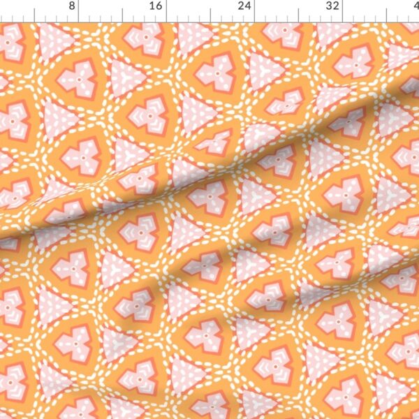Boho Geometric Tribal Arrow Tile in Amber Blush Pink and Off White