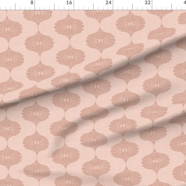 Art Deco Scallop Ginkgo Shell Motifs in Blush and Terracotta Linen Texture