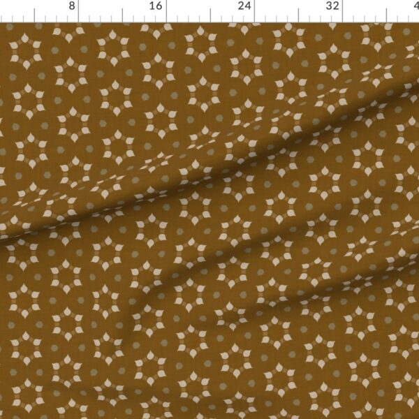 Modern geometric floral medallion in olive mustard & linen beige texture