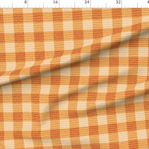Warm Orange & Cream Gingham Check Cozy Autumn Fall Plaid Forest Pals
