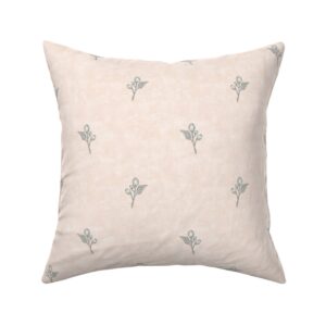 Vintage cottage hand drawn jasmine sprigs on linen texture soft peach