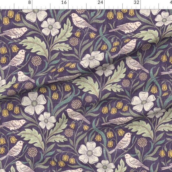 Morris inspired songbirds & florals hand drawn vintage botanical Plum Morris inspired songbirds & florals hand drawn vintage botanical Plum