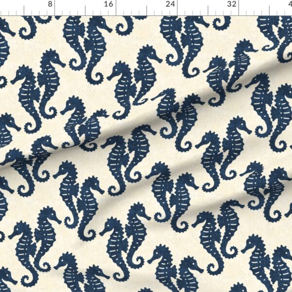 Modern Nautical Tossed Seahorse Coordinate Coastal with Texture Cream Navy Modern Nautical Tossed Seahorse Coordinate Coastal with Texture Cream Navy