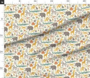 Whimsical Safari Jungle Nursery with Baby Wild Animals Vintage Tropical Zoo