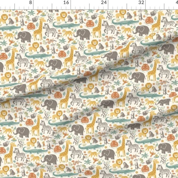 Whimsical Safari Jungle Nursery with Baby Wild Animals Vintage Tropical Zoo