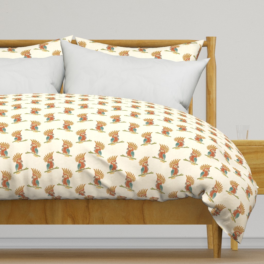 Whimsical Safari Crested Cockatoo Bird Nursery with Branches for Baby Kids — duvet-cover