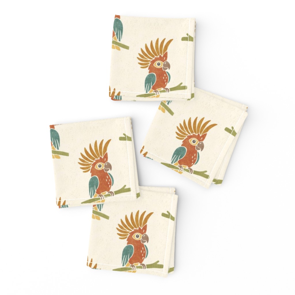Whimsical Safari Crested Cockatoo Bird Nursery with Branches for Baby Kids — napkin
