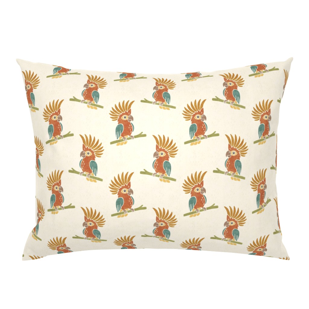 Whimsical Safari Crested Cockatoo Bird Nursery with Branches for Baby Kids — pillow-sham