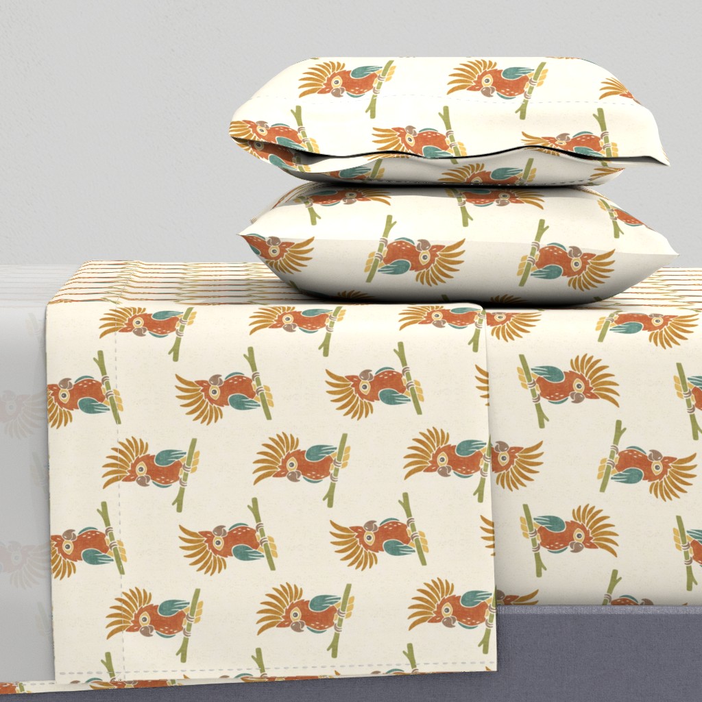 Whimsical Safari Crested Cockatoo Bird Nursery with Branches for Baby Kids — sheet-set