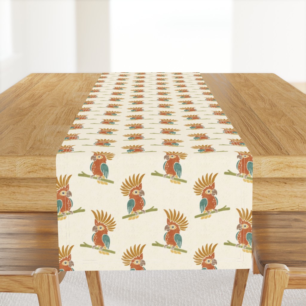 Whimsical Safari Crested Cockatoo Bird Nursery with Branches for Baby Kids — table-runner