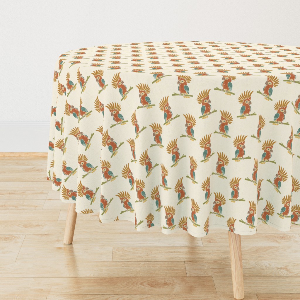 Whimsical Safari Crested Cockatoo Bird Nursery with Branches for Baby Kids — tablecloth