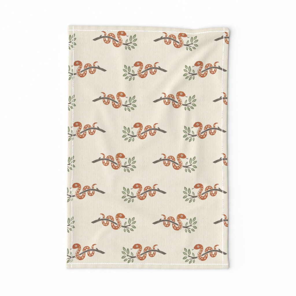 Whimsical Safari Friendly Snakes Nursery with Branches for Baby Kids Decor — tea-towel