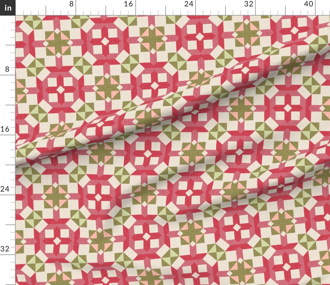 Vintage Retro cheater quilt block nursery geometric woven texture Blush