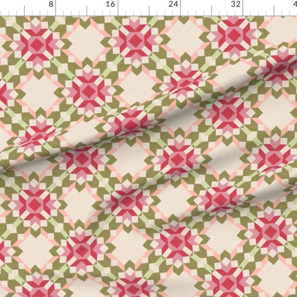 Vintage Retro cheater quilt block nursery geometric woven texture Blush