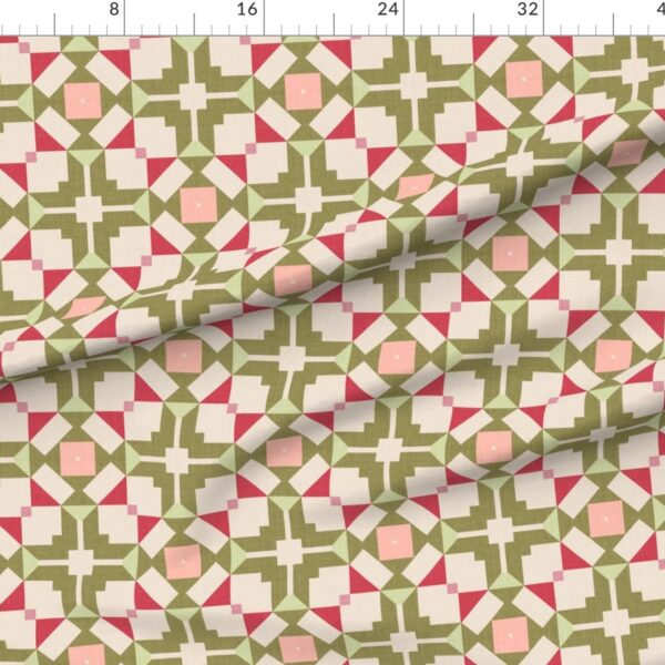 Vintage Retro cheater quilt block nursery geometric woven texture Blush