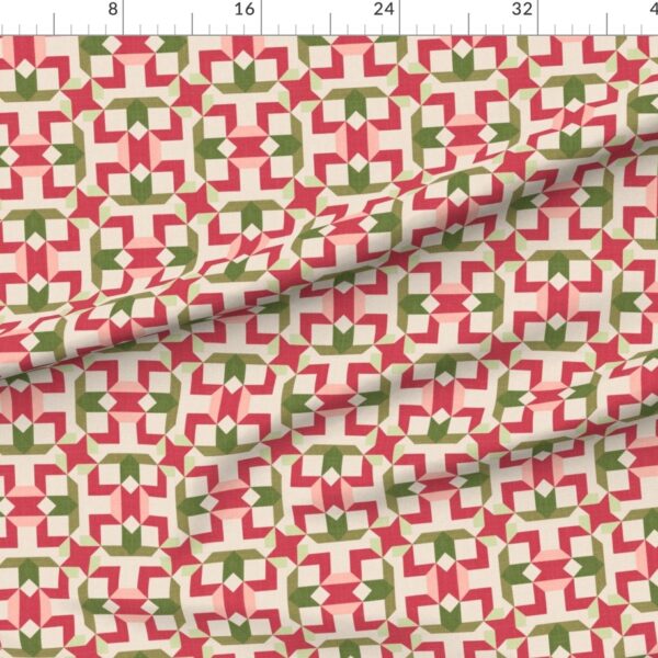 Vintage Retro cheater quilt block nursery geometric woven texture Blush Vintage Retro cheater quilt block nursery geometric woven texture Blush