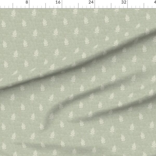 Rustic Fern Sprigs Botanical Linen Texture Neutral Cottage Decor Sage Green