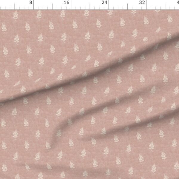 Rustic Fern Sprigs Botanical Linen Texture Neutral Cottage Decor Dusty Rose