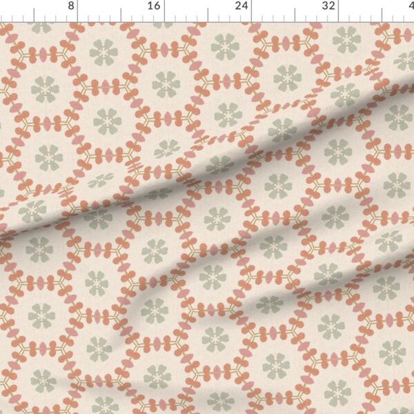 Soft Trellis Vintage Botanical Folk Floral Hexagons in Warm Neutral Tones Soft Trellis Vintage Botanical Folk Floral Hexagons in Warm Neutral Tones