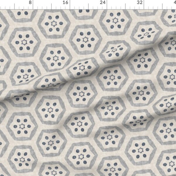 Textural Boho Hexagon Moroccan Geometric Mosaic Mid-Century - Blue Textural Boho Hexagon Moroccan Geometric Mosaic Mid-Century – Blue