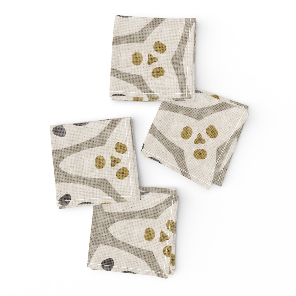 Textural Boho Ogee Floral Geometric Moroccan Medallion Decor – Greige — napkin