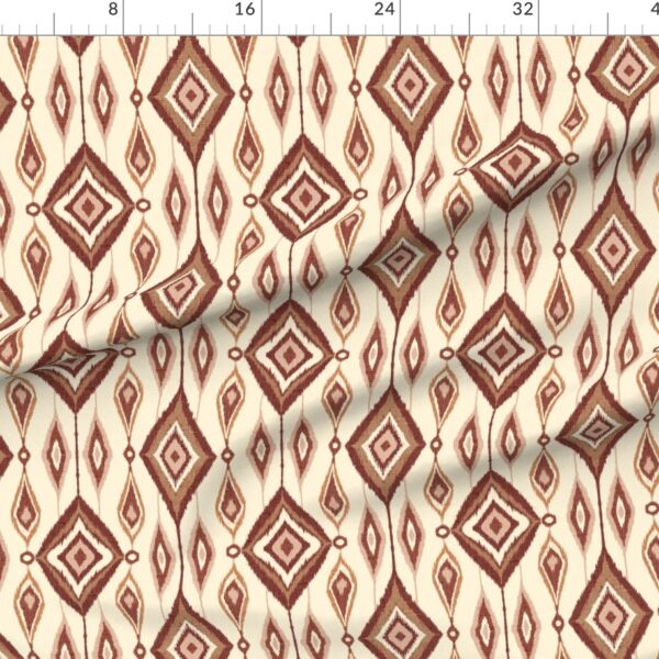 Boho Ikat Diamond Medallion Pattern Terracotta Burgundy Wine Cream Ivory