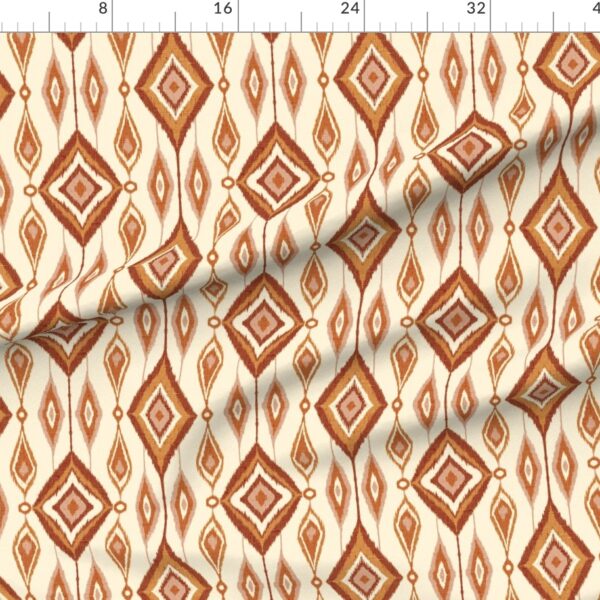 Boho Ikat Diamond Medallion Pattern Orange Amber Terracotta Ivory Cream