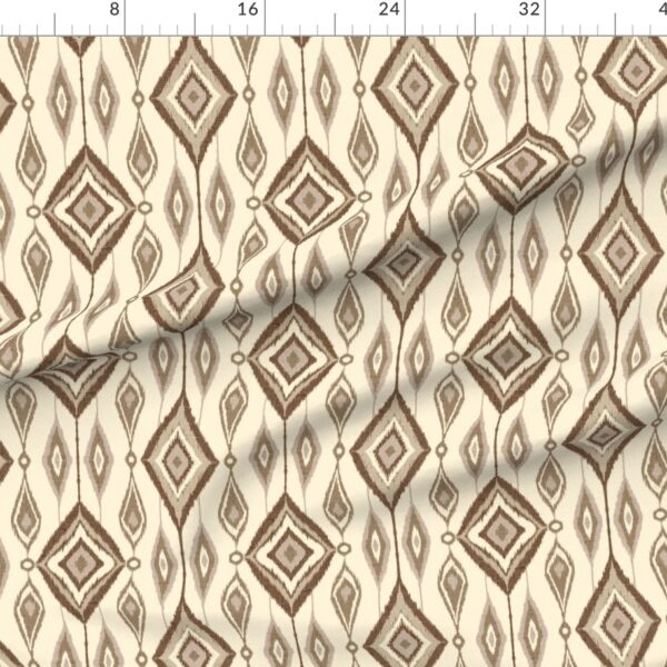 Boho Ikat Diamond Medallion Pattern Warm Gray Taupe Ivory Beige Cream