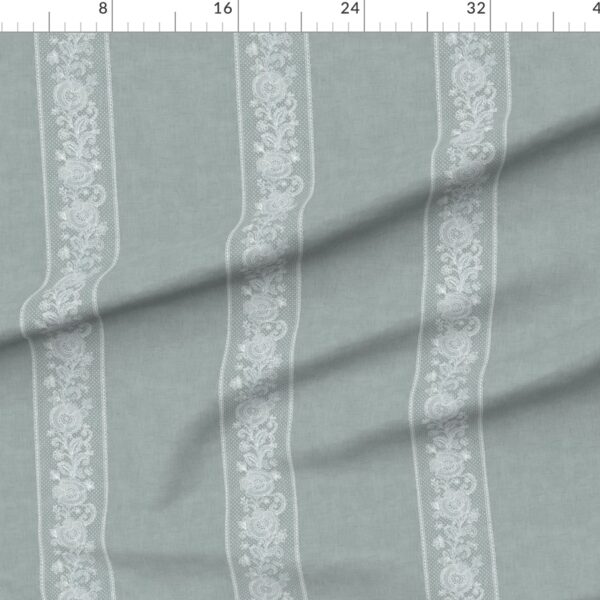Romantic Delicate Vintage Lace Floral Border Stripe Cottagecore Soft Mint