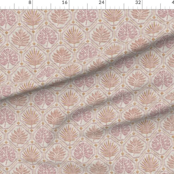 Jacquard Textural Tropical Leaves Retro Vintage Botanical Geometric Blush