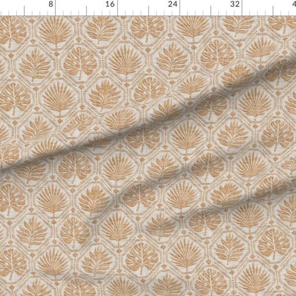 Jacquard Textural Tropical Leaves Retro Vintage Botanical Geometric Peach