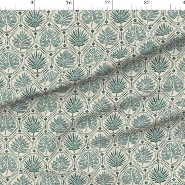 Jacquard Textural Tropical Leaves Retro Vintage Botanical Geometric Aqua Jacquard Textural Tropical Leaves Retro Vintage Botanical Geometric Aqua