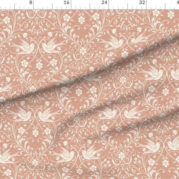Vintage Swallows & Scrolling Florals Morris Style Arts & Crafts – Navy Blue