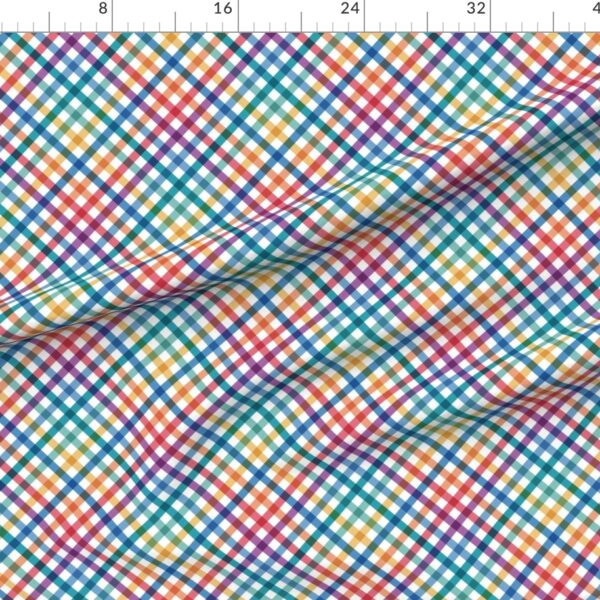 Diagonal Tartan Plaid Check Bold Multicolor Crossweave Stripes in Carnival