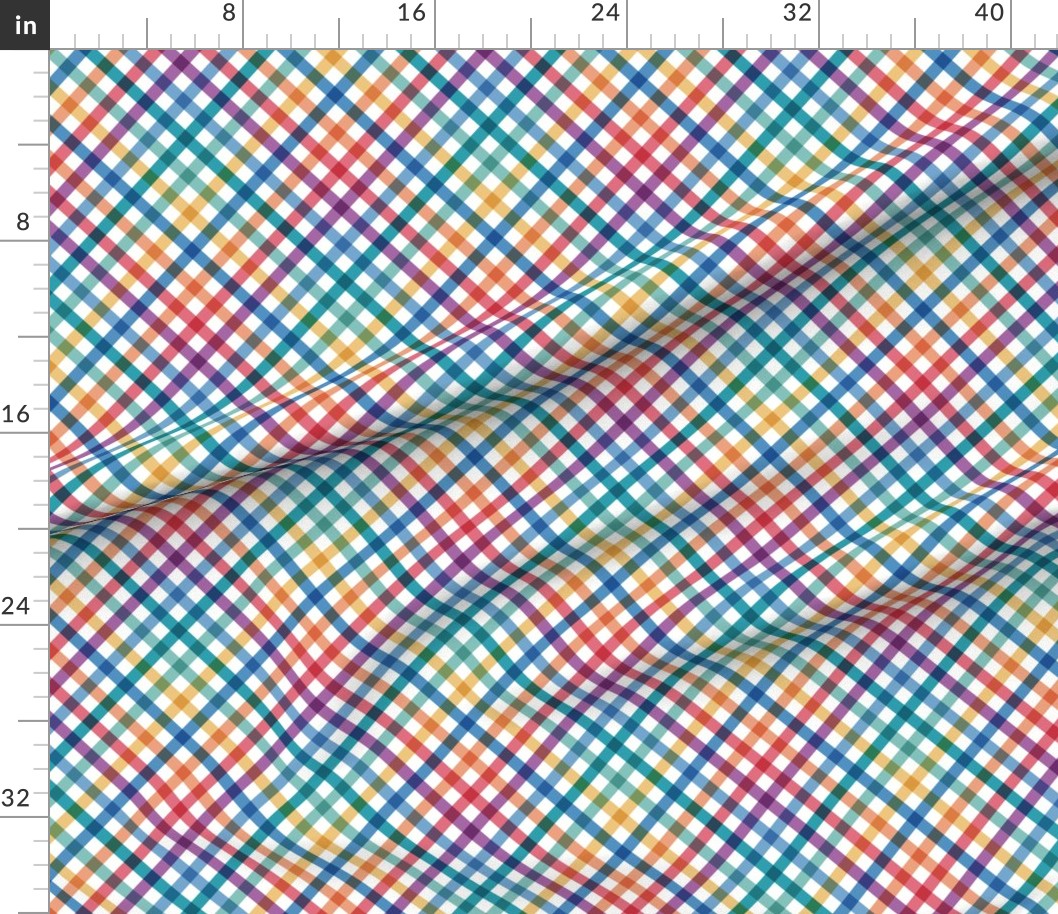 Diagonal Tartan Plaid Check Bold Multicolor Crossweave Stripes in Carnival