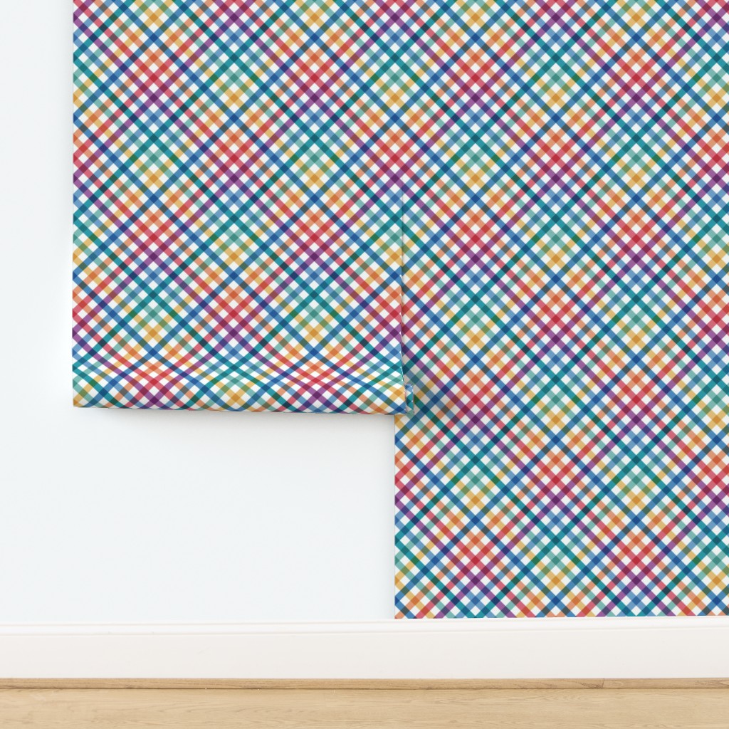Diagonal Tartan Plaid Check Bold Multicolor Crossweave Stripes in Carnival — wallpaper
