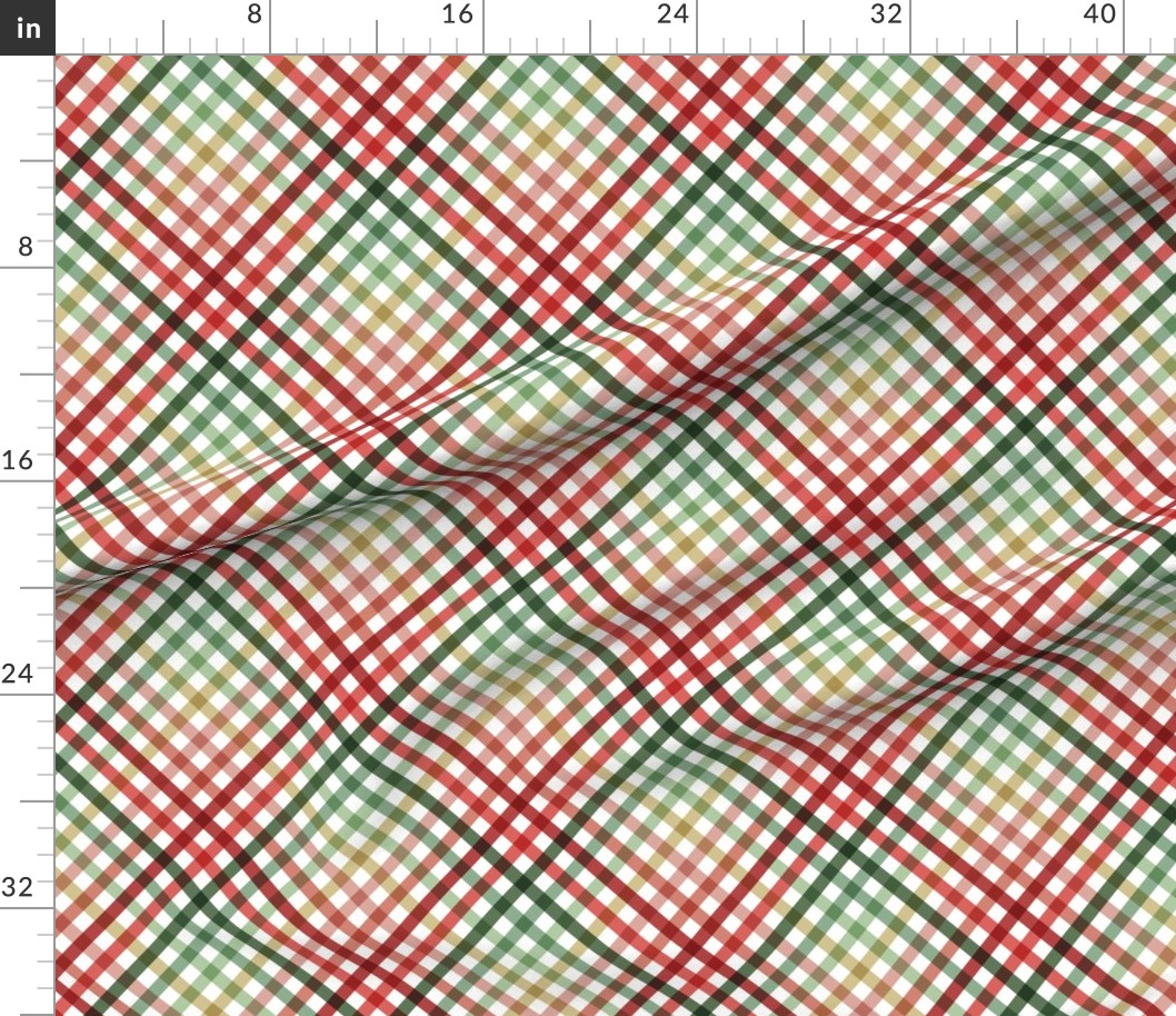 Diagonal Tartan Plaid Check Festive Christmas Holiday Crossweave Stripes