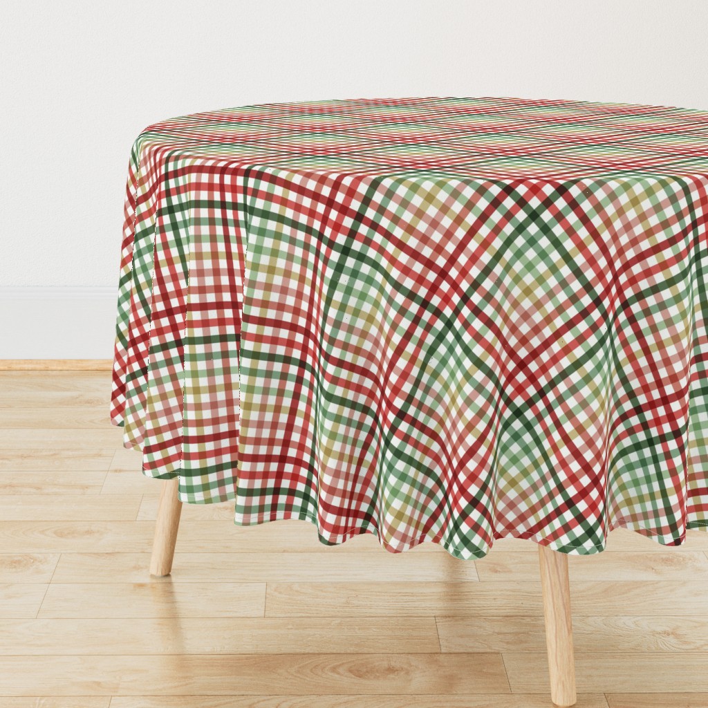 Diagonal Tartan Plaid Check Festive Christmas Holiday Crossweave Stripes — tablecloth