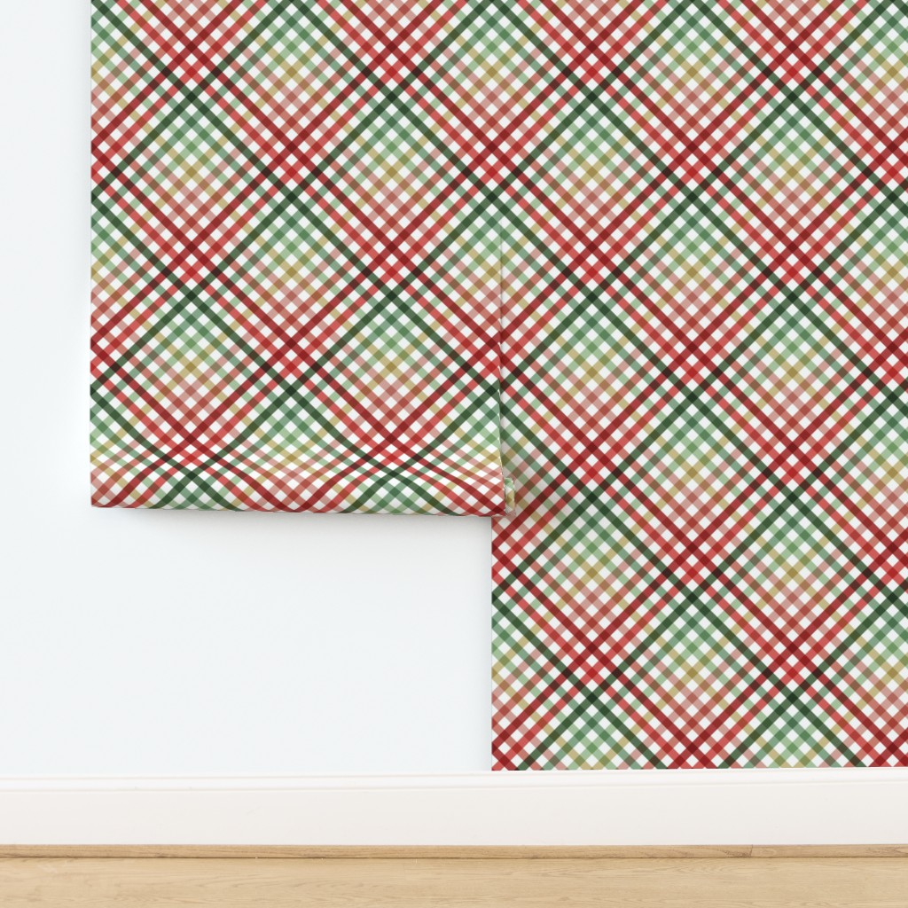 Diagonal Tartan Plaid Check Festive Christmas Holiday Crossweave Stripes — wallpaper