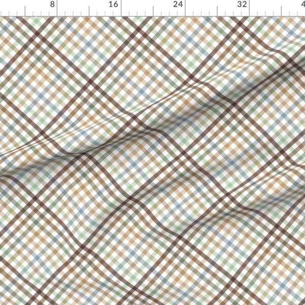 Diagonal Tartan Plaid Check Earth Tone Crossweave Stripes & Lines in Sage