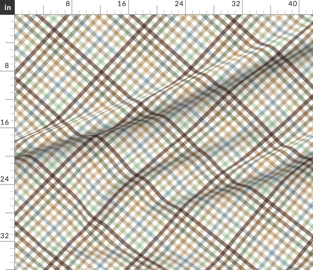 Diagonal Tartan Plaid Check Earth Tone Crossweave Stripes & Lines in Sage