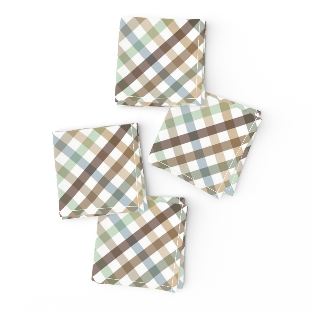 Diagonal Tartan Plaid Check Earth Tone Crossweave Stripes & Lines in Sage — napkin