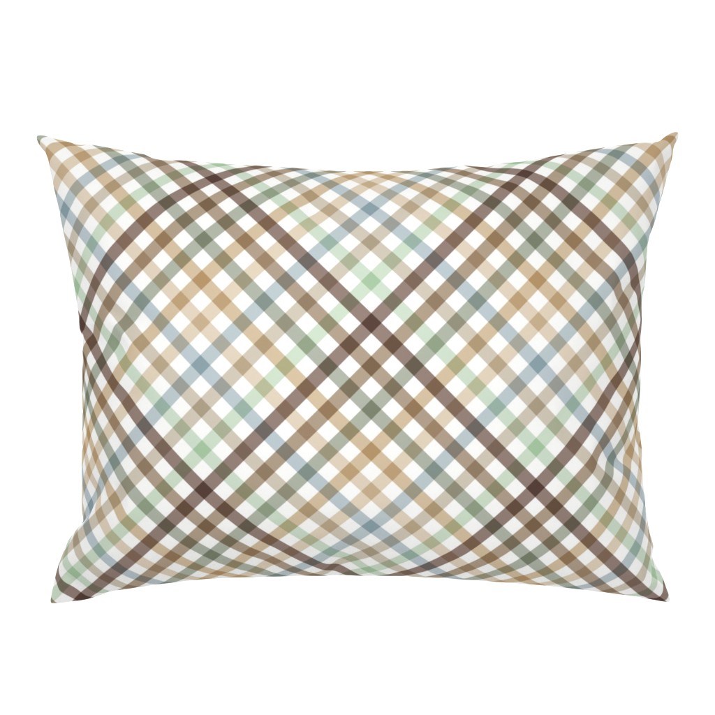 Diagonal Tartan Plaid Check Earth Tone Crossweave Stripes & Lines in Sage — pillow-sham