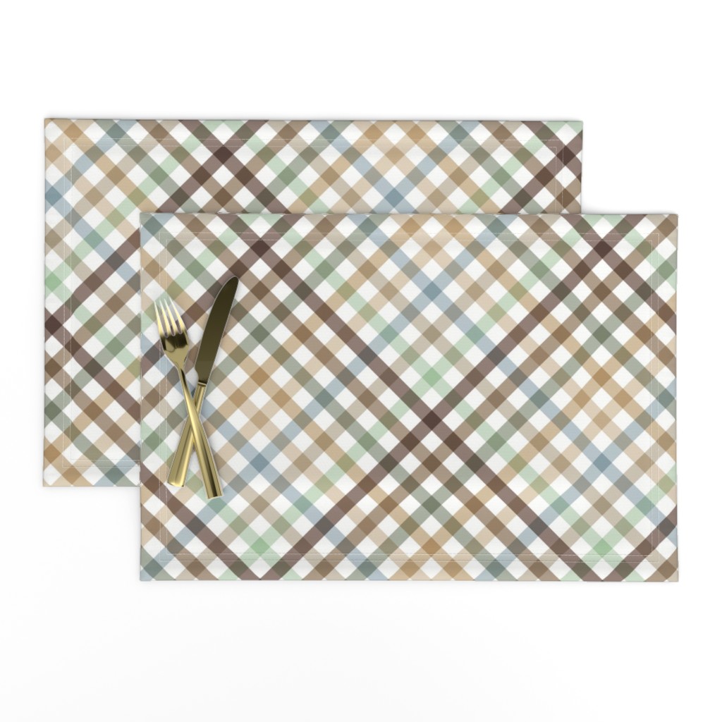 Diagonal Tartan Plaid Check Earth Tone Crossweave Stripes & Lines in Sage — placemat
