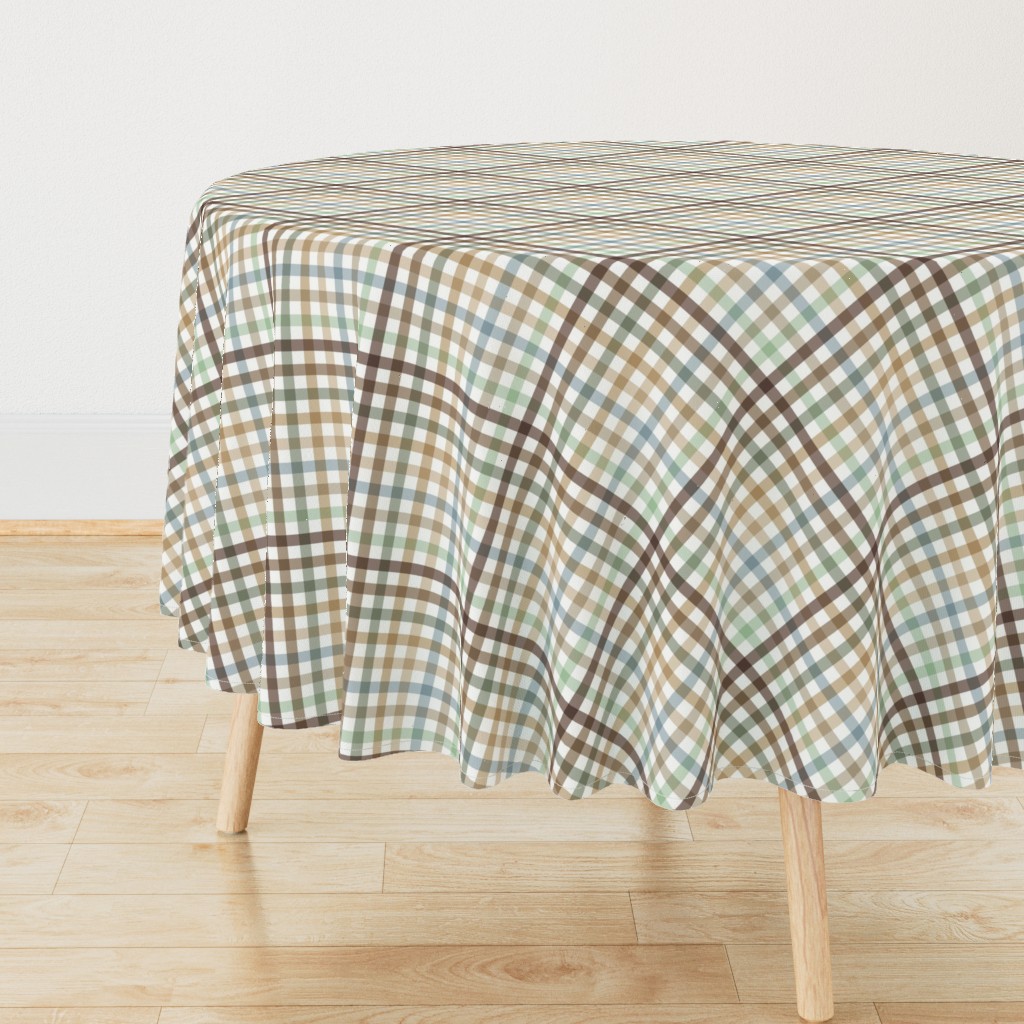 Diagonal Tartan Plaid Check Earth Tone Crossweave Stripes & Lines in Sage — tablecloth