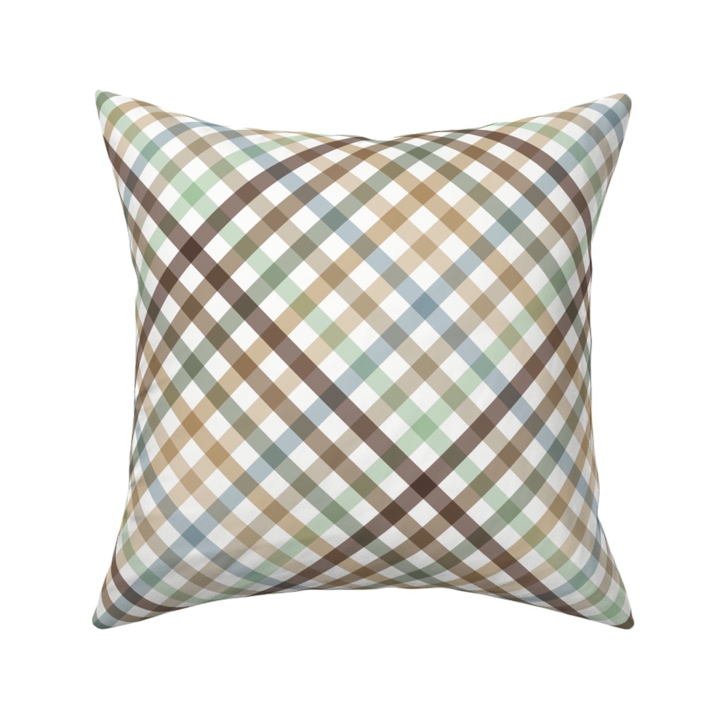 Diagonal Tartan Plaid Check Earth Tone Crossweave Stripes & Lines in Sage — throw-pillow
