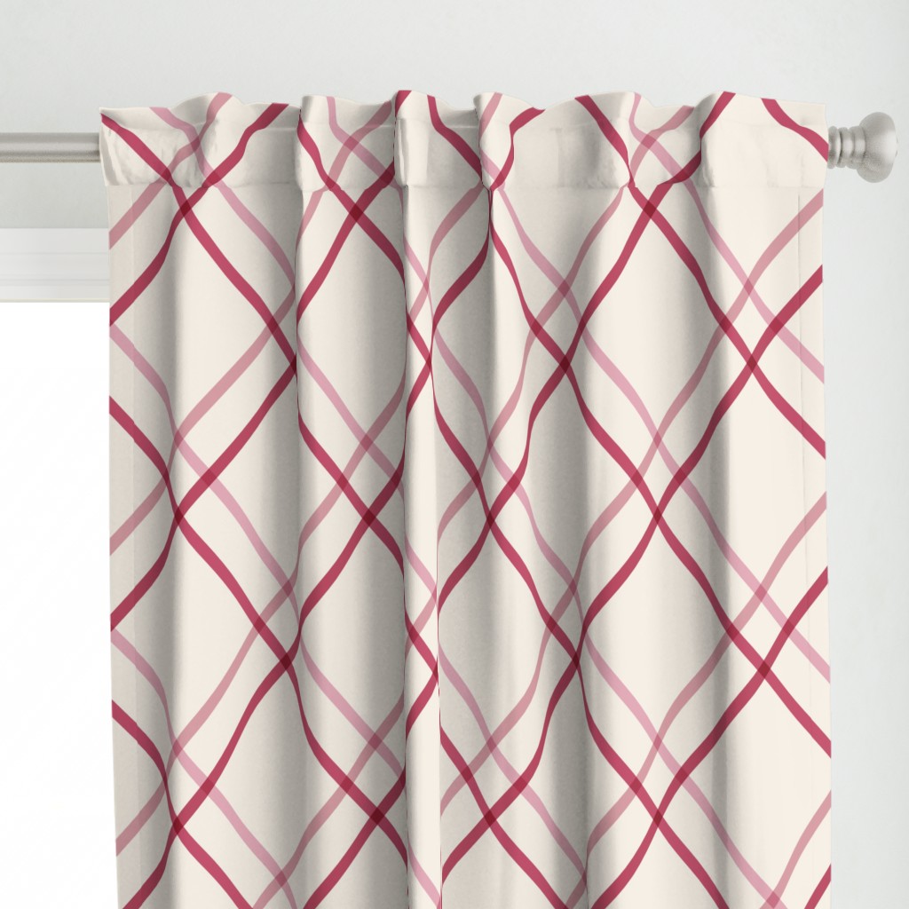 Diagonal Crisscross Stripes Modern Minimalist Bias Lines & Checks in Pink — curtains