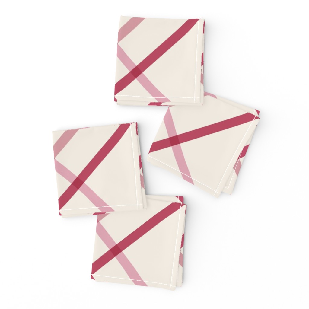 Diagonal Crisscross Stripes Modern Minimalist Bias Lines & Checks in Pink — napkin
