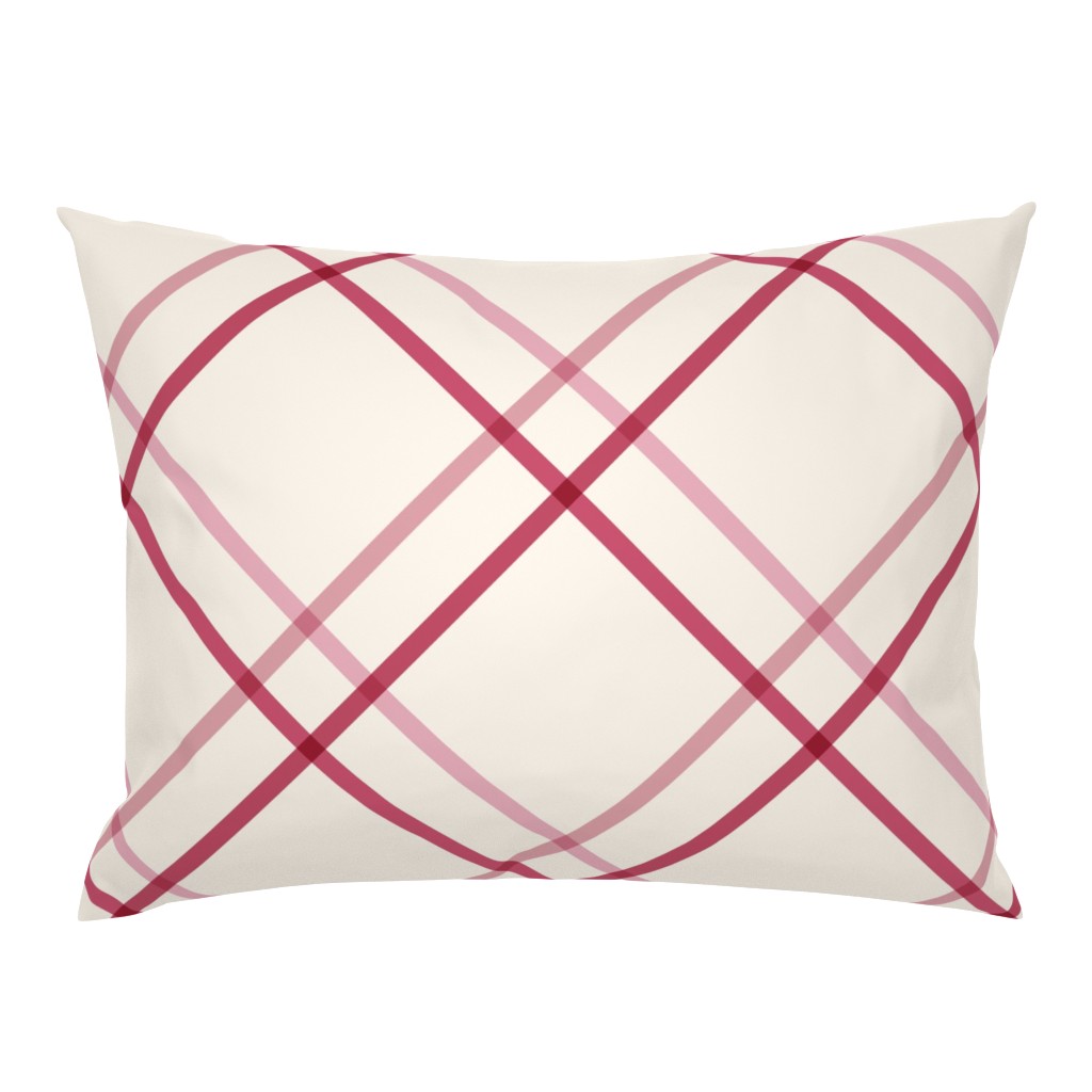 Diagonal Crisscross Stripes Modern Minimalist Bias Lines & Checks in Pink — pillow-sham