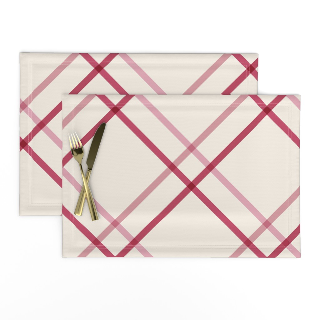 Diagonal Crisscross Stripes Modern Minimalist Bias Lines & Checks in Pink — placemat